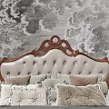 Elegant French Style Living And Dining Room With Arched Windows And Comfortable Vintage Home Decor