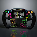 Race Car Steering Wheel With Colorful Control Buttons And Digital Display Screen