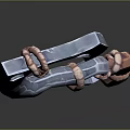 3D Modeled Hook Weapon Design With Blue Metal Pink Rope And Green Gem