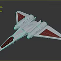 Futuristic Aircraft Model Featuring Silver Body Red Triangular Wings And Detailed Aerodynamic Design