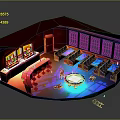 Vibrant Game Room Interior With Red Roof Windows Tables Chairs And Colorful Lights