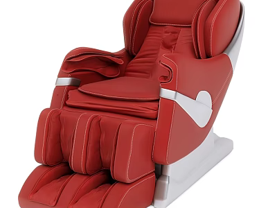 Modern Red Leather Massage Chair With Ergonomic Design And Adjustable Leg Rest 3d model