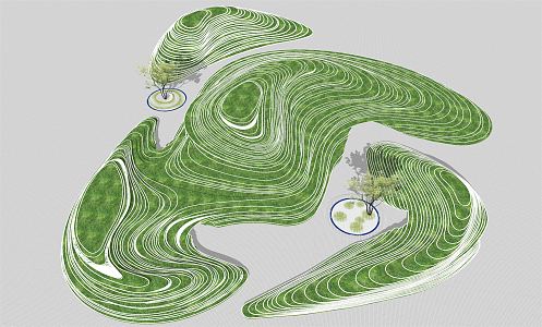 Modern Park Terrace Land Art Lawn Grass Slope Landscape 3d model