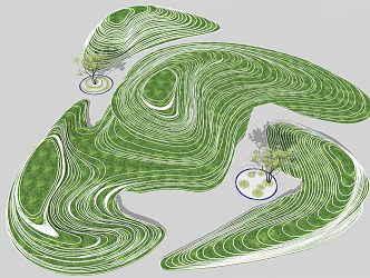 Modern Park Terrace Land Art Lawn Grass Slope Landscape 3d model