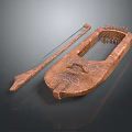 Ancient Wooden Lyre String Instrument With Carved Patterns And 3D Model Design 3d model