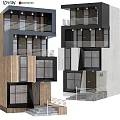 Modern Multi Storey Building Exterior With Balconies Wooden Panels And Windows