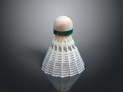 Badminton Shuttlecock with Cork Top Plastic Skirt and Green Band Design for Sports Training 3d model