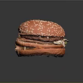 Juicy Hamburger With Sesame Seed Bun Fresh Beef Patty Lettuce And Tomato