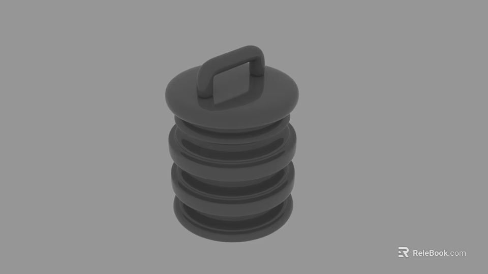 Black Sculpture Carving With Stacked Circular Rings And Handle Top Design 3d model 