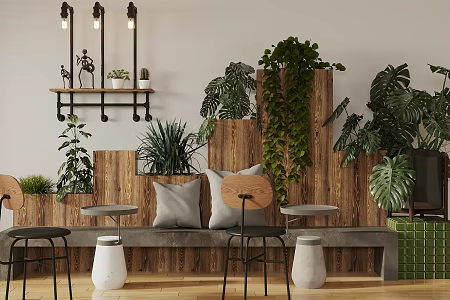Log Wind Cafe Coffee Shop Card Seat Coffee Milk Tea Card Seat Sofa Coffee Shop Indoor Landscape Side Wall Card Seat Sofa Milk Tea Shop 3d model