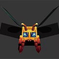 Colorful Blocky Bee Animated Character With Big Blue Eyes And Transparent Wings