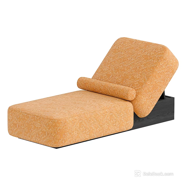 Comfortable Modern Orange Fabric Leisure Sofa Combination with Reclining Backrest and Black Base 3d model 