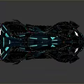 Futuristic Glossy Car With Blue Black Geometric Design And Neon Accents