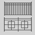 Two Black Metal Railing Designs With Vertical Bars And Square Patterns 3d model