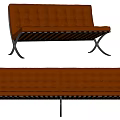 Modern Orange Tufted Leisure Chairs With Upholstered Seats And Metal Frames