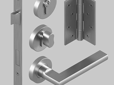 Modern Stainless Steel Hinged Door Hardware With Handle Hinges And Lockset 3d model