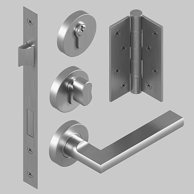 Modern Stainless Steel Hinged Door Hardware With Handle Hinges And Lockset 3d model