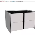Modern Style Decorative Cabinet With White Body Black Frame And Black Countertop