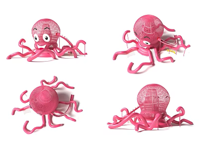 Cute Pink Octopus Shaped Children's Outdoor Playground Equipment For Kids Fun 3d model