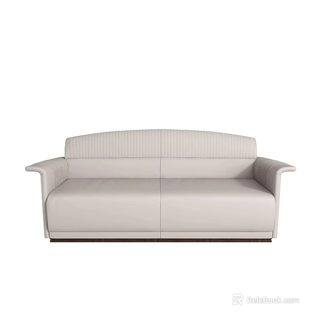 Modern Minimalist Two-Seater Leather Sofa With Striped Backrest And Square Armrests 3d model