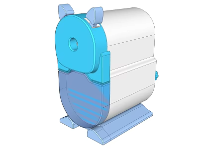 3D Rendered White And Blue Device With Circular Front And Stable Base 3d model