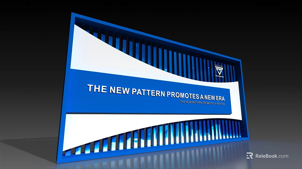 Blue And White Striped Background Wall With New Pattern Promotes New Era Text Illuminated 3d model 