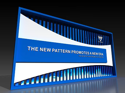 Blue And White Striped Background Wall With New Pattern Promotes New Era Text Illuminated 3d model