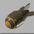 Brown Weapon With Radioactive Symbol Red Stripes Yellow Head And Tail Fins