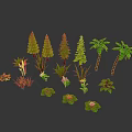 Collection of Various Plants Including Pine Trees Palm Trees Herbs And Aquatic Plants