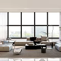 Modern Office Interior Design With Comfortable Sofa Desk Green Plants And Lighting