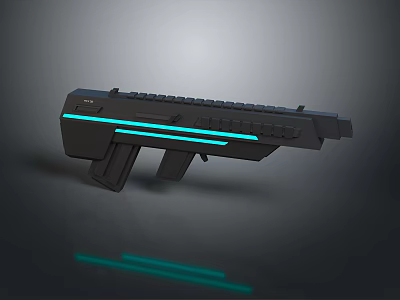 Futuristic Sci Fi Weapon With Black Body And Blue Glowing Accent Lines 3d model
