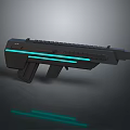 Futuristic Sci Fi Weapon With Black Body And Blue Glowing Accent Lines