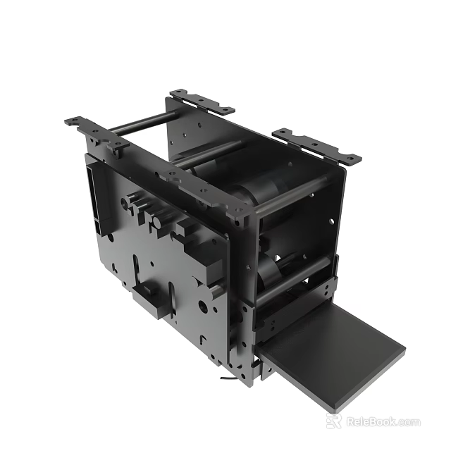 Industrial Black Metal Mechanical Frame Structure With Mounting Holes And Brackets 3d model 