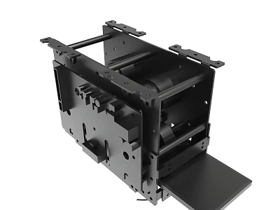 Industrial Black Metal Mechanical Frame Structure With Mounting Holes And Brackets 3d model