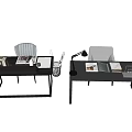 Modern desk and chair combination book lamp decoration combination 3d model