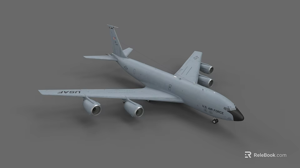U S Air Force Gray Military Transport Aircraft With Four Engines And Tail Markings 3d model 
