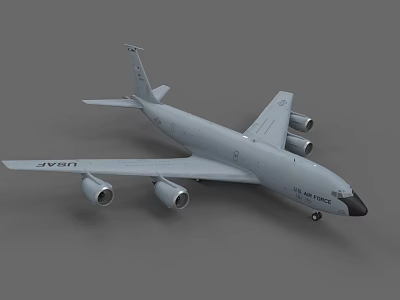 U S Air Force Gray Military Transport Aircraft With Four Engines And Tail Markings 3d model