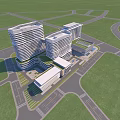 Modern Hospital Building Design With Glass Facade High Rise And Green Landscape