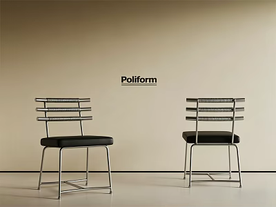 Poliform Modern Leisure Chairs With Metal Frame Layered Backrest And Black Seat 3d model