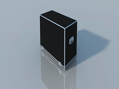 Modern Black Swing Door Cabinet Featuring Silver Frame And Secure Lock 3d model