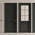 Hinged Doors in Various Styles White Black Paneled and Glass Paned with Golden Handles