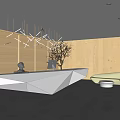 Modern Front Desk Front Office Front Desk Reception Desk Rest Area 3d model