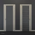 Sleek Modern Swing Doors With Glass Panel And Striped Design Light Frame Dark Background 3d model