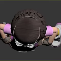 3D Girl Character Model In Pink Shirt Orange Shorts Goggles Brown Belt And White Sneakers