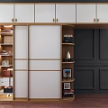 Modern Wardrobe Design With Sliding Doors Wooden Frame And Internal Storage Shelves