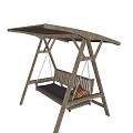 Outdoor Wooden Playground Swing With Canopy Bench And Soft Comfortable Cushions