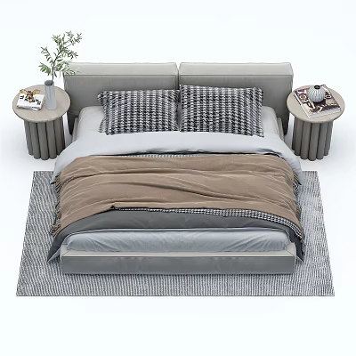 Modern Double Bed Combination 3d model Modern Double Bed Combination 3d model