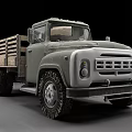 Vintage Green Truck With Wooden Cargo Bed Silver Front End And Large Tires