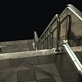 Modern Escalators And Staircase Design In Public Area With Marble Floor And Green Tiled Walls