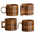 Colorful Assorted Mugs With Red Transparent Wooden Blue And Green Handle Designs